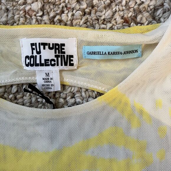 NWT Future Collective Gariella Karefa-Johnson Midi Maxi Dress Sheer Mesh Yellow - Picture 2 of 11